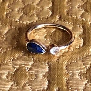 Gold/Lapis Open Teardrop Ring